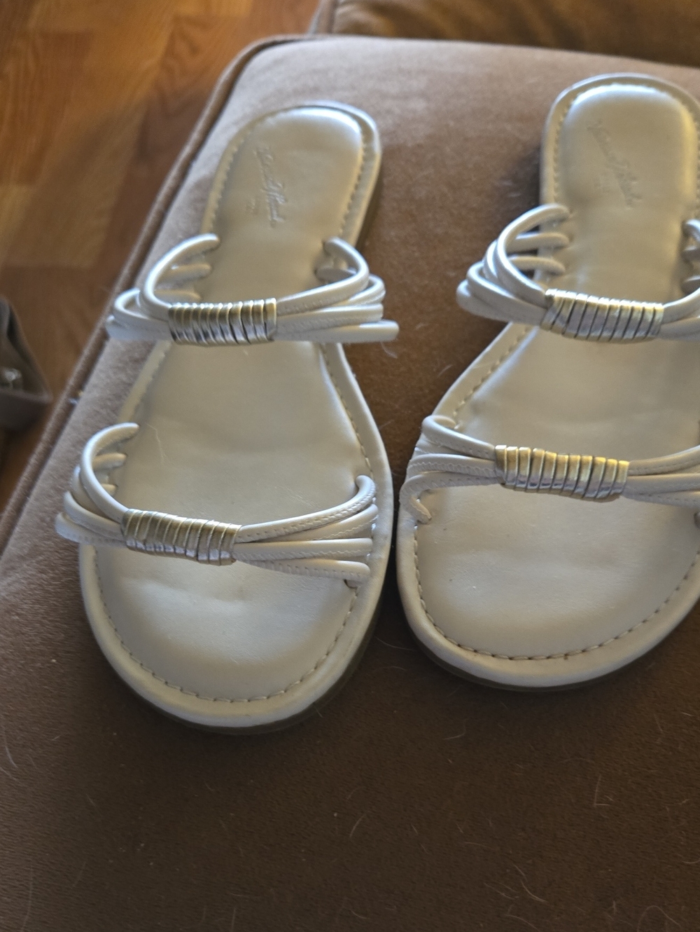 Universal Thread White Slide Sandals with Silver Coil Accents